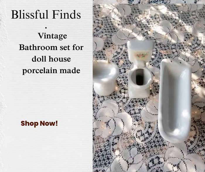 Vintage Bathroom set for doll house porcelain made