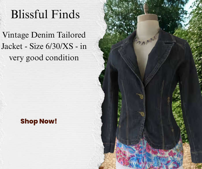 Beautiful tailored blue denim long sleeve jacket stretch denim with stud detail and pockets