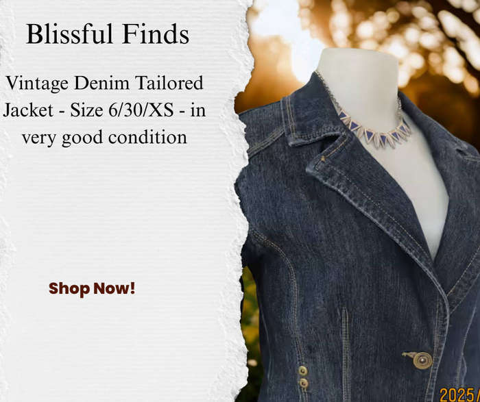 Beautiful tailored blue denim long sleeve jacket stretch denim with stud detail and pockets
