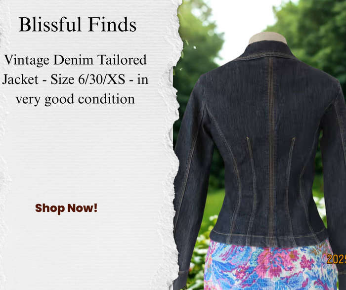 Beautiful tailored blue denim long sleeve jacket stretch denim with stud detail and pockets