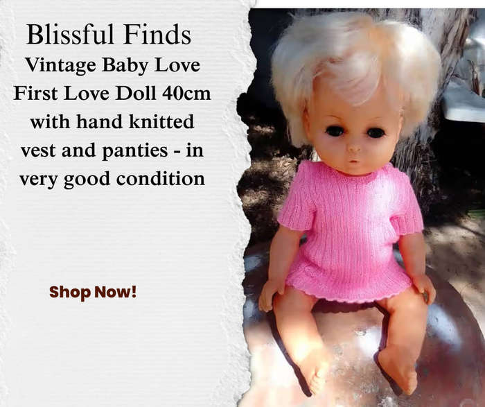 Vintage Baby Love First Love Doll 40cm with hand knitted vest and panties