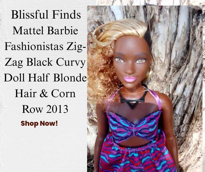 Mattel Barbie Fashionistas Zig-Zag Black Curvy Doll Half Blonde Hair & Corn Row 2013