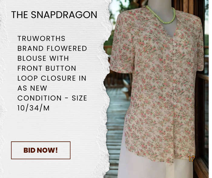 TRUWORTHS BRAND FABULOUS RICH CREAM SUMMER BLOUSE WITH TINY FLOWERS AND FRONT BUTTON CLOSURE