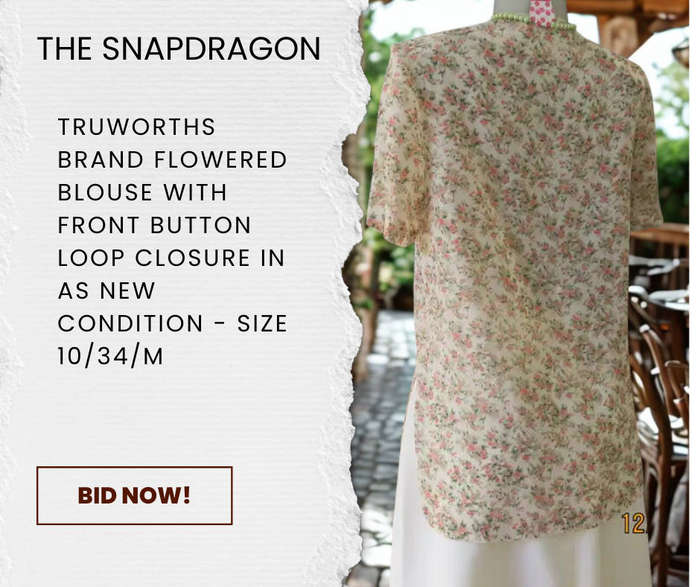TRUWORTHS BRAND FABULOUS RICH CREAM SUMMER BLOUSE WITH TINY FLOWERS AND FRONT BUTTON CLOSURE