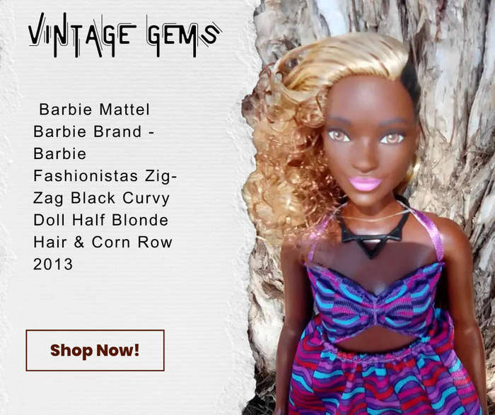 Mattel Barbie Brand - Barbie Fashionistas Zig-Zag Black Curvy Doll Half Blonde Hair & Corn Row 2013