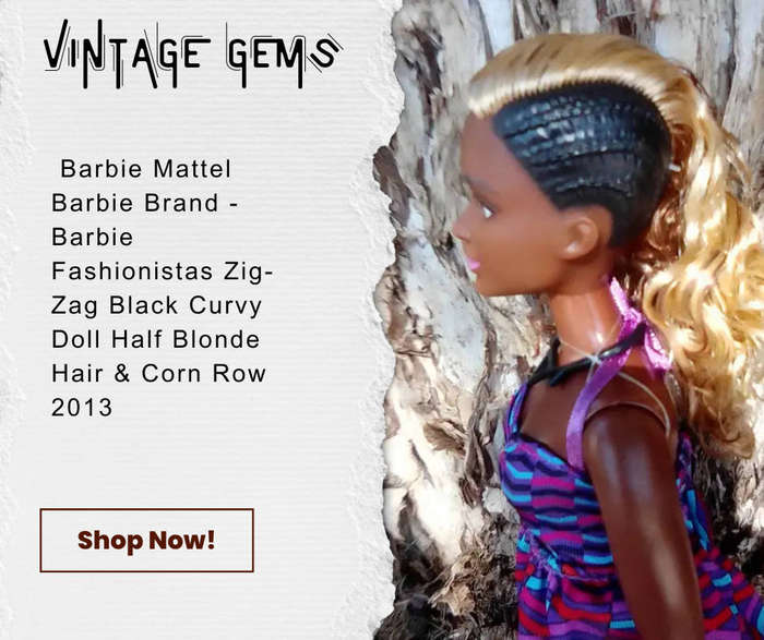 Mattel Barbie Brand - Barbie Fashionistas Zig-Zag Black Curvy Doll Half Blonde Hair & Corn Row 2013
