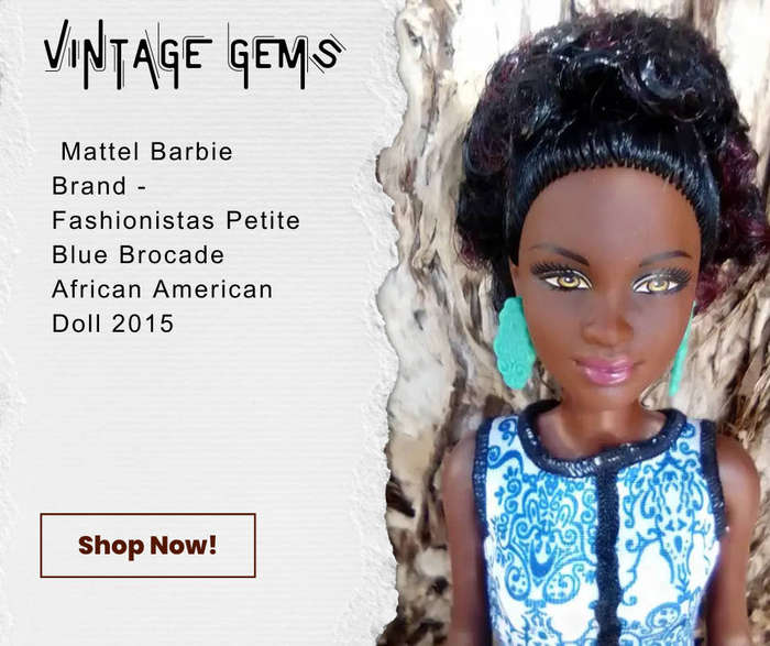 Mattel Barbie Brand - Fashionistas Petite Blue Brocade African American Doll 2015