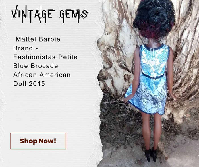 Mattel Barbie Brand - Fashionistas Petite Blue Brocade African American Doll 2015