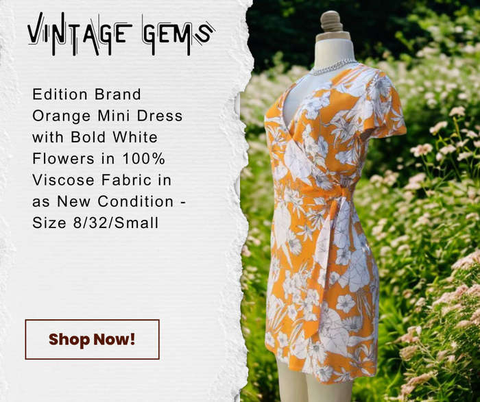Edition Brand - Mini Orange with White Flowers Dress in 100% Viscose