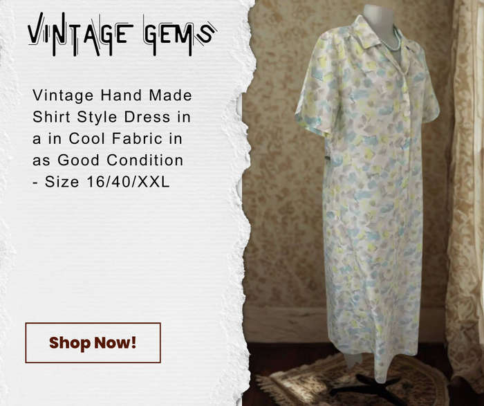 VINTAGE 1980'S STYLE HAND MADE SHIRT DRESS WITH FRONT BUTTON DETAIL