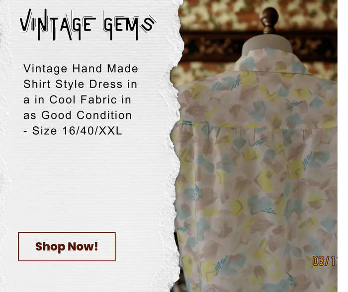 VINTAGE 1980'S STYLE HAND MADE SHIRT DRESS WITH FRONT BUTTON DETAIL