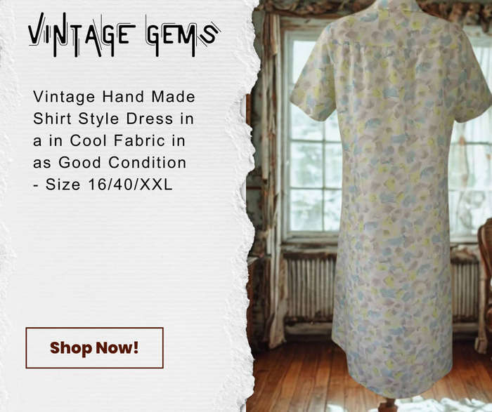 VINTAGE 1980'S STYLE HAND MADE SHIRT DRESS WITH FRONT BUTTON DETAIL