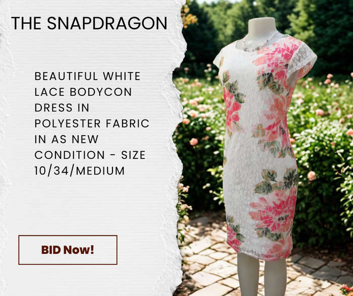 MUSSUMIN BRAND WHITE STRETCH POLYSTER BOLD CRIMSOM FLOWER BODYCON DRESS