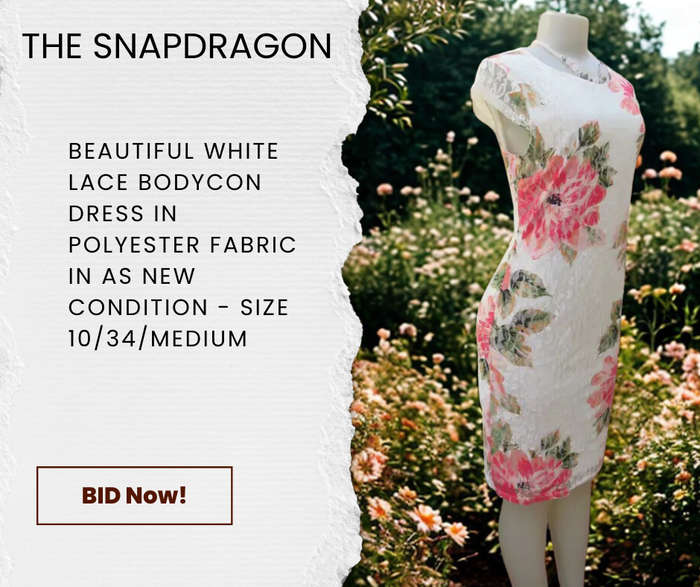 MUSSUMIN BRAND WHITE STRETCH POLYSTER BOLD CRIMSOM FLOWER BODYCON DRESS