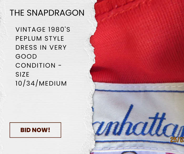 VINTAGE 1980'S MANHATTAN BRAND PEPLUM STYLE DRESS