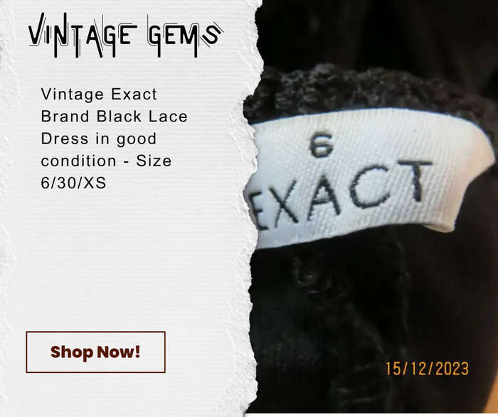 Vintage Exact Brand - Black Lace Dress Fully Lined