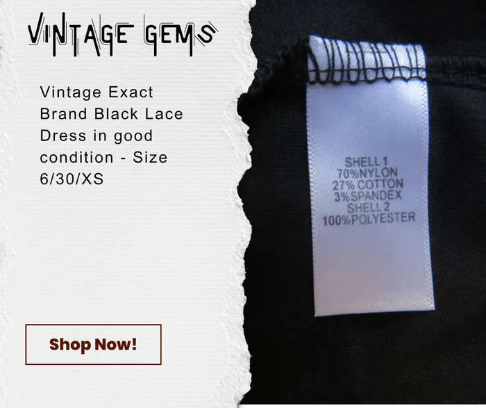 Vintage Exact Brand - Black Lace Dress Fully Lined