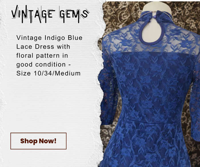 Sensational indigo blue acrylic stretch lace sleek long dress with underdress knee length