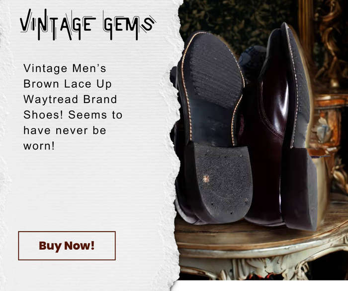 VINTAGE MEN'S BROWN PAIR WAYTREAD BRAND SHOES  - INSIDE READ'S DWS 1986 270 M