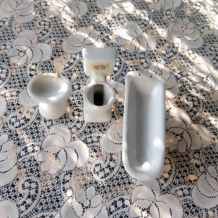 Vintage Bathroom set for doll house porcelain made