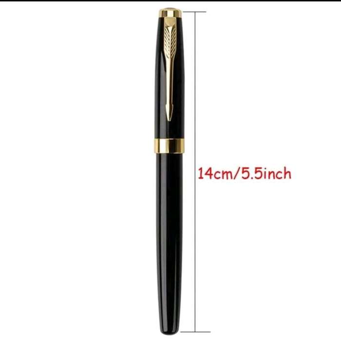 Vintage Black & Gold Fountain Pen with 12 Black Ink Refills