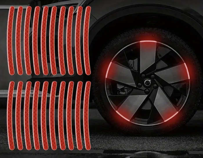 20pcs Reflective Wheel Stickers (Red)