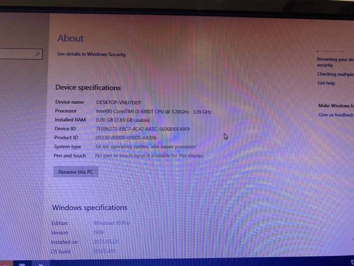 Lenovo thinkcentre M700 i3 8gb 256ssd