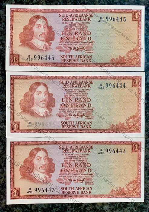 Tw De Jongh R1 in sequence -B433 /996445-443 aunc 1975(1 bid takes all)