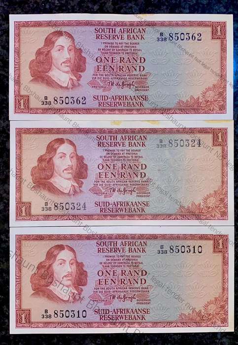TW De Jongh. R1 close seq B338 /850362 /324 & 310 aunc 3rd issue 1975 (1 bid takes all)