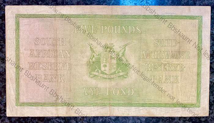 M.H De Kock 5 pound 5th November 1946 B28