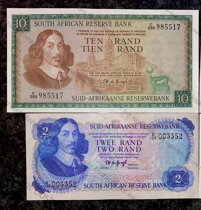 Complete Set Tw De Jongh R10 to R1 - UNC-AUNC 1967-1975(1 bid takes all)