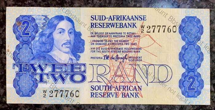Replacement Note. TW De Jongh R2 - W2 - 4th issue 1978
