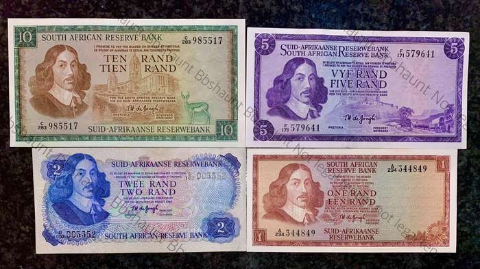 Complete Set Tw De Jongh R10 to R1 - UNC-AUNC 1967-1975(1 bid takes all)
