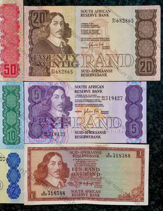 Complete Set GPC De Kock & decimals R50 TO (R2A  unc) 1980s (R1 de Jongh 1973) (1 bid takes all)