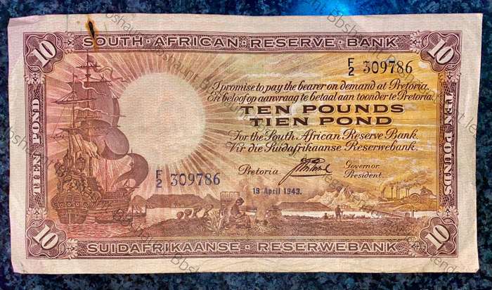 J Postmus 10 pound F2 - 19th April 1943 only issue