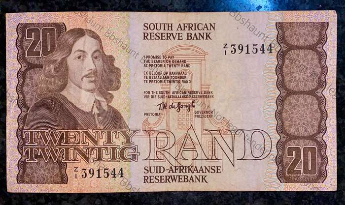 Replacement Note. TW De Jongh R20 - Z1 - 4th issue 1979