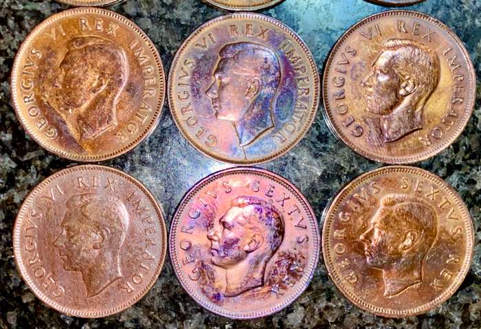 S A UNION 1 PENNY SET - 1940 -41 -42 -43 -44 -45 -46 -48 & 1949 AMAZING TONING VERY GOOD CONDITION