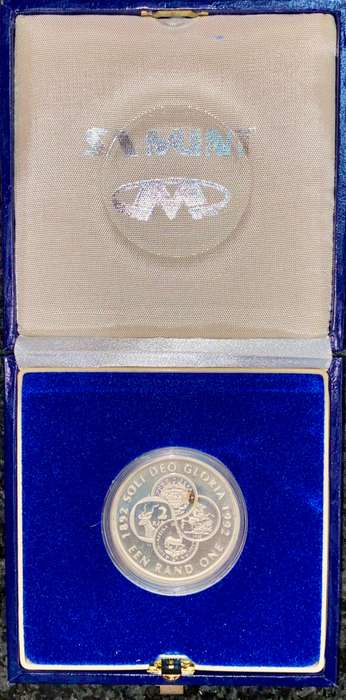 south africa silver R1 --1992 protea -- centenary coin manufacturer 1892-1992 - in sa mint box