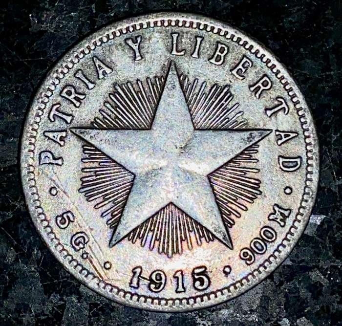 Cuba silver 20 centavos 1915