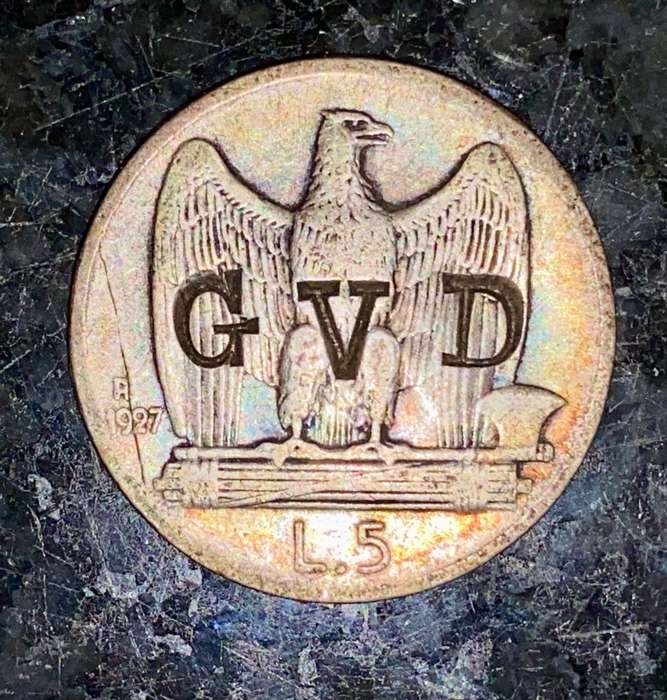 Italy 5 lire stamped G.V.M - 835 Sliver