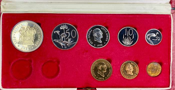 South Africa Proof set silver R1 TO 1/2 cent 1976 red SA mint box