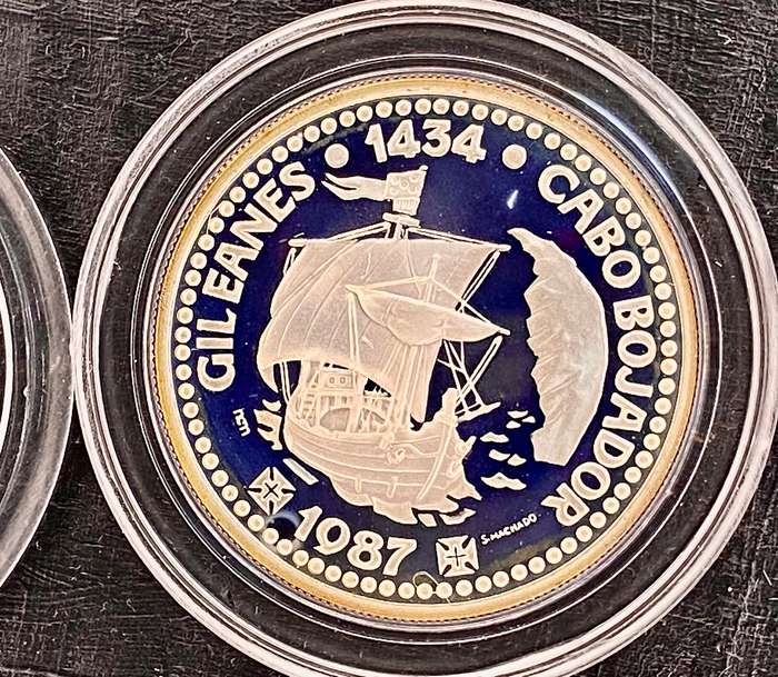Portugal silver proof 100 escudos - 1987 Shield Gileanes Cape Borjador 1434 -