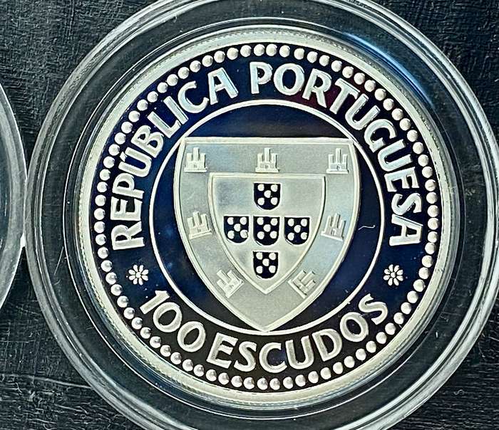Portugal silver proof 100 escudos - 1987 Shield Gileanes Cape Borjador 1434 -