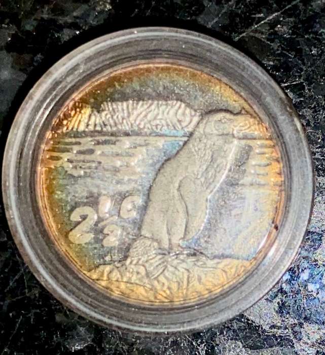 South Africa. Jack Ass Penguin 2 1/2 cent 1998 sterling silver