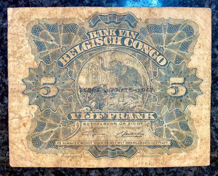 Belgium Congo 5 francs 10-04-1947 sixeme emission
