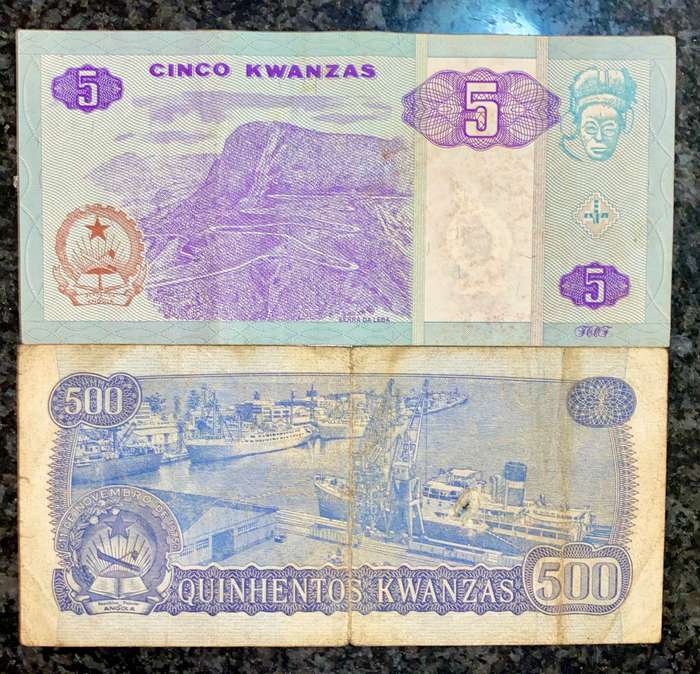 Angola set 500 kwanzas 1976 & 50 kwanzas 1999 (1 bid takes all)