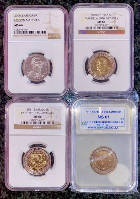South Africa.Graded commemorative set R5 - 2000 MS64 - 2008 - 2011 MS66 & 2017 MS61(1 bid takes all)