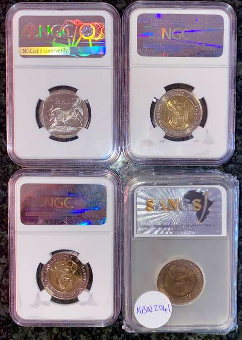South Africa.Graded commemorative set R5 - 2000 MS64 - 2008 - 2011 MS66 & 2017 MS61(1 bid takes all)