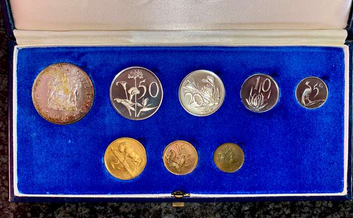 South Africa Proof set silver R1 TO 1/2 cent 1978 blue SA mint box