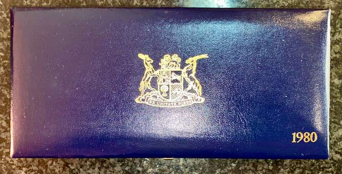 South Africa Proof set silver R1 TO 1/2 cent 1980 blue SA mint box
